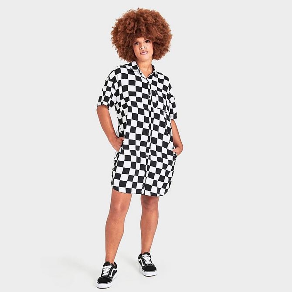 Vans Black and White Checker Mini Shirt Dress